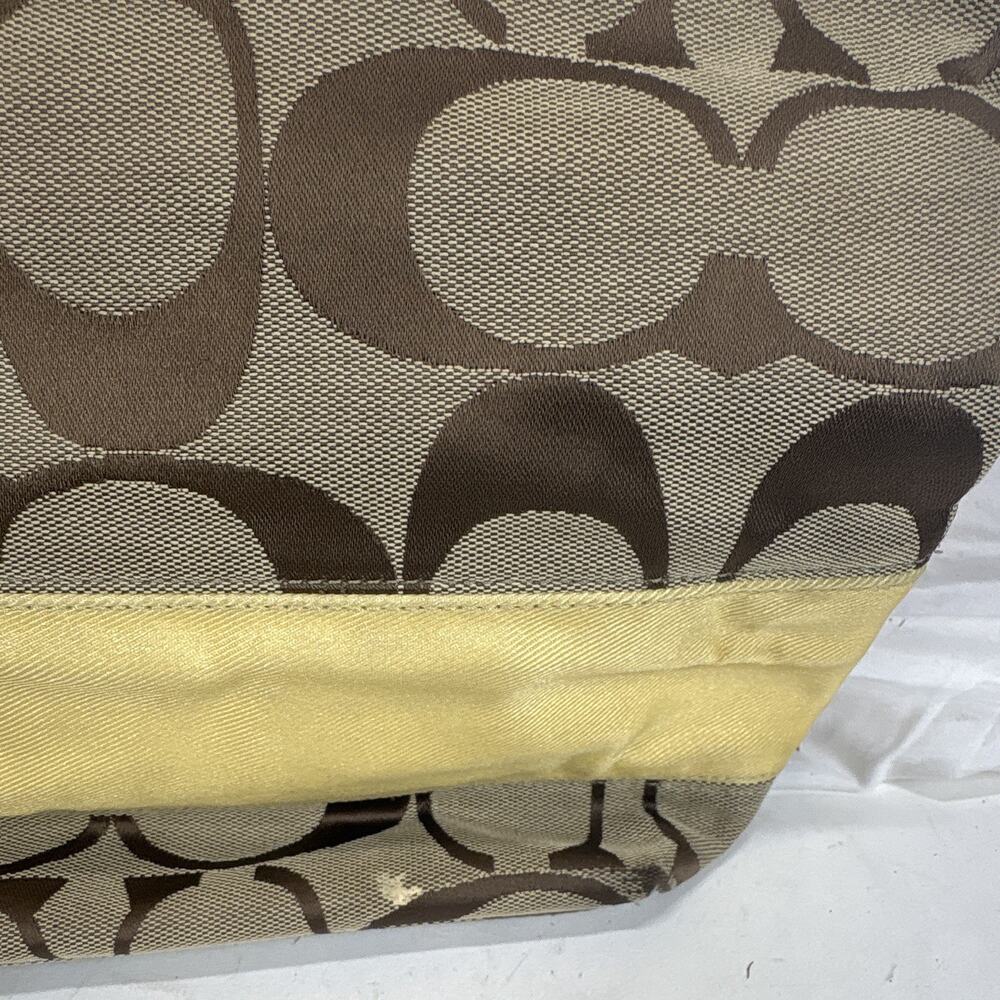 Coach Signature Zip-Top Satchel Handbag Brown/Beige Yellow A1076-F13548 W/wallet - Picture 7 of 16